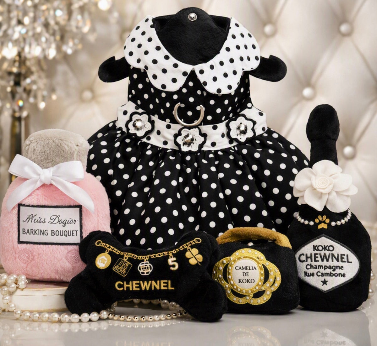 High Fashion Couture Dress & Leash with 4 matching toys