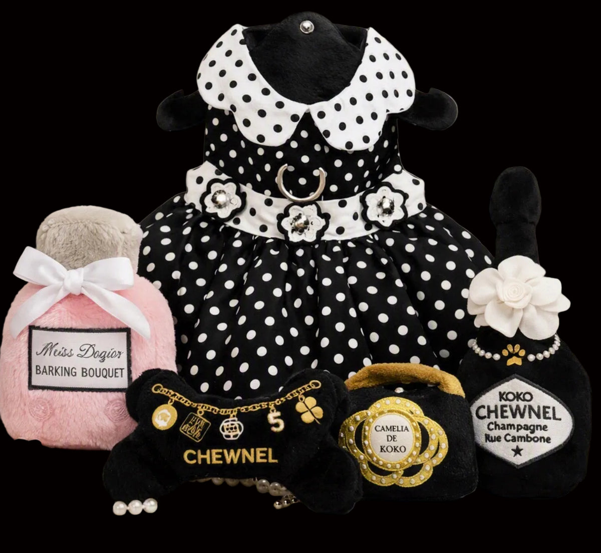 High Fashion Couture Dress & Leash with 4 matching toys