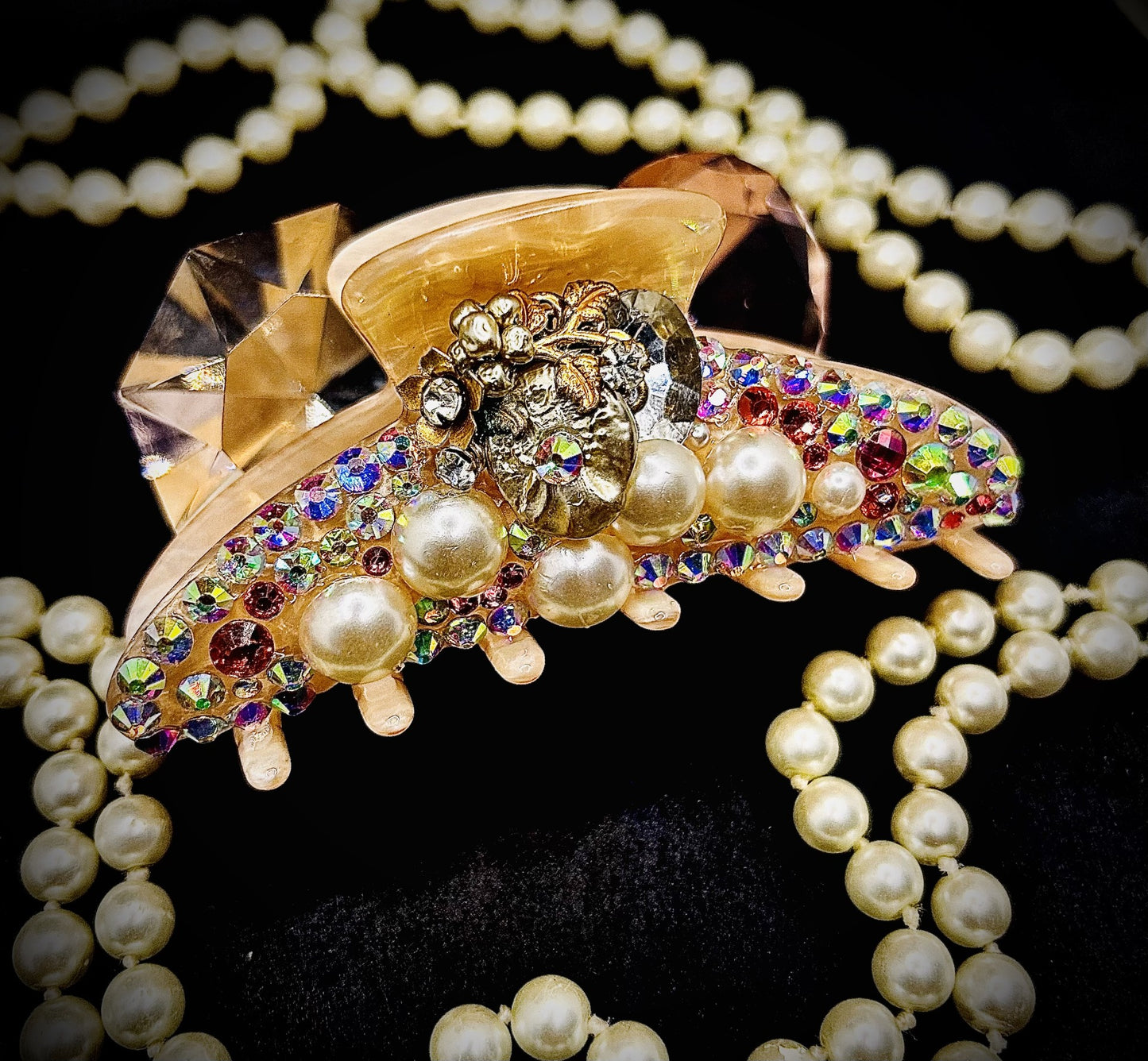 Gold Flower Vintage Couture Hair Clip