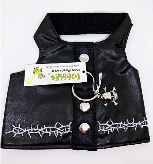 Faux Leather & Cross Wire Dog Harness w/Velcro