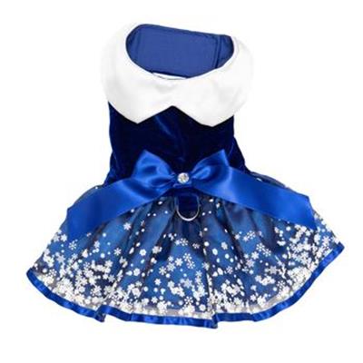 Holiday Blue Dog Harness Dress - Snowflakes