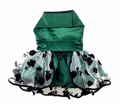 Green and Black Satin Holiday Dog Dress