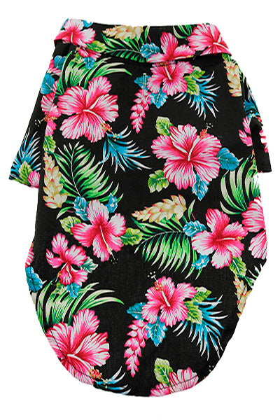 Hawaiian Camp Dog Shirt - Sunset Hibiscus