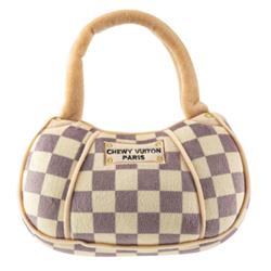 Checker Chewy Vuiton Dog Plush Toy Purse