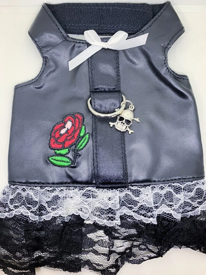 Faux Leather & Lace Dog Harness w/Velcro