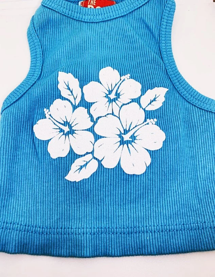 Blue Hibiscus Dog/Cat Tank Top, Beach Dog, Pool Dog