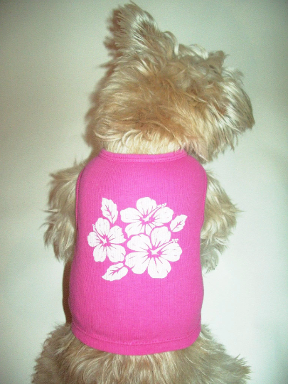 Pink Hibiscus Dog/Cat Tank Top, Beach Dog, Pool Dog