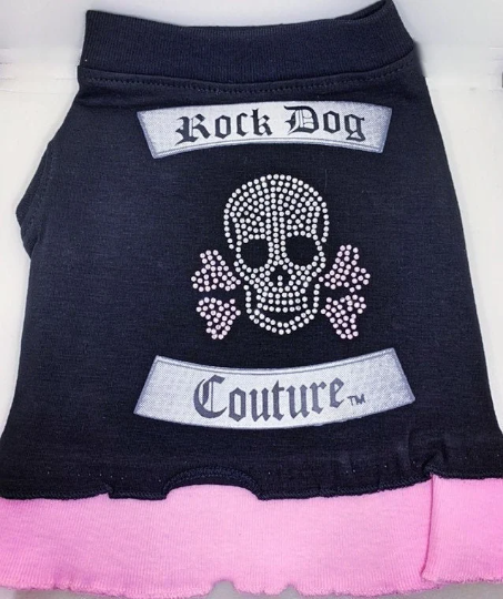 Rock Dog Couture Pink Dress w/Bling Skull and Crossbones