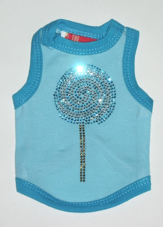 Blue Bedazzled Lollypop Dog/Cat Tank Top